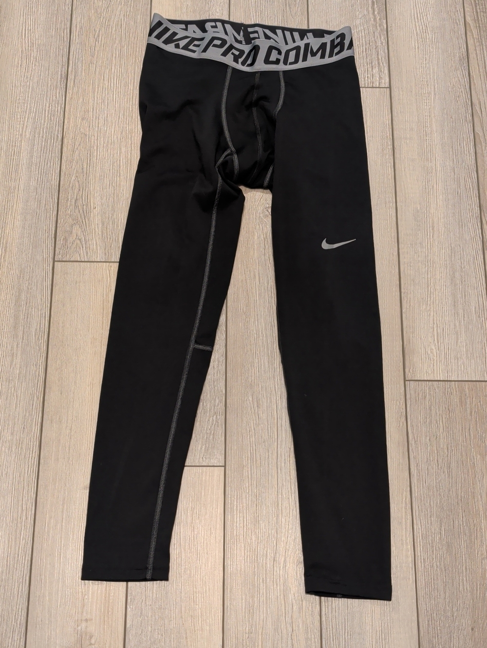 Men's Nike Black Compression Joggers with Gray Branded Waistband
